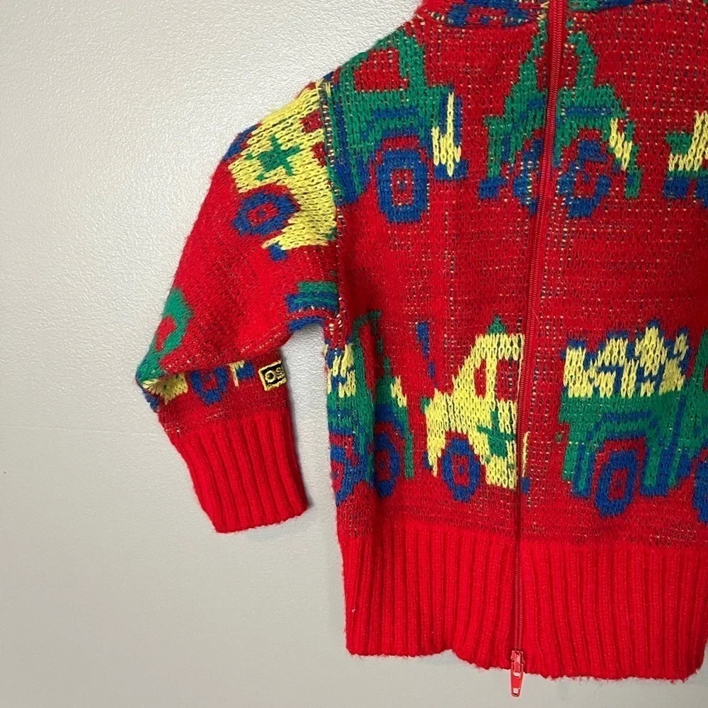 Oshkosh B’gosh x Vintage Made in USA Cars Trucks Knit Hooded Sweater